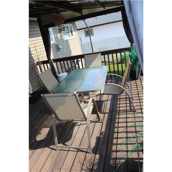 *5-Piece Patio Set - Glass Top, 56"L x 36"W x 28"H