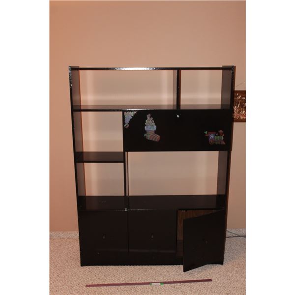 *Painted Entertainment Stand with Christmas Stickers - As Is, 48"W x 12"L x 65 3/4"H, (1) Door Hangs