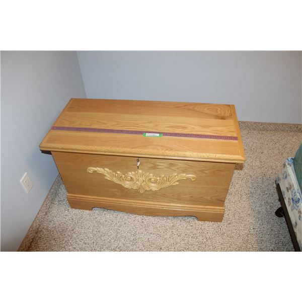 *Wooden Hope Chest - Lock Mechanism Incomplete, 40 1/2" x 18 1/2" x 23"H