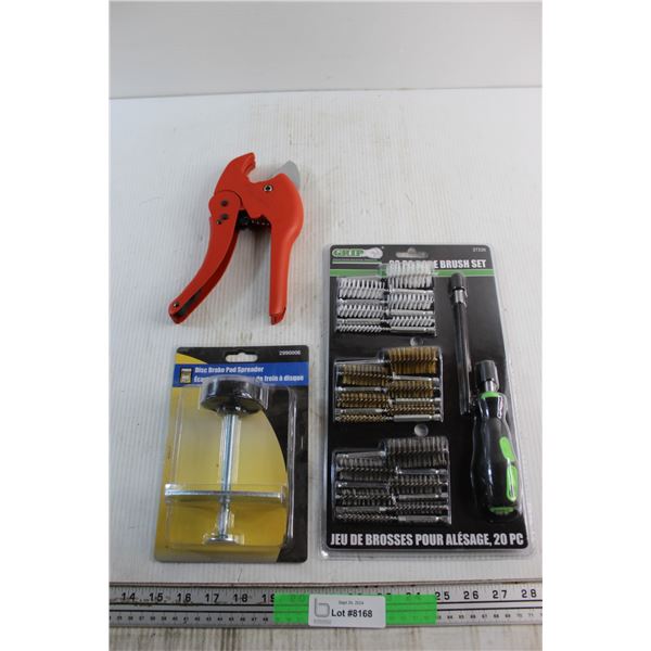 Power Fist Disc Brake Pad Spreader, Grip 20pc Bore Brush Set and Pex Cutters