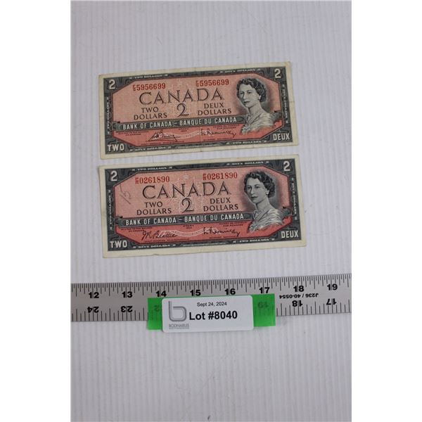 2x BID PRICE - Canadian 1954 Two Dollar Note - Circulated Condition