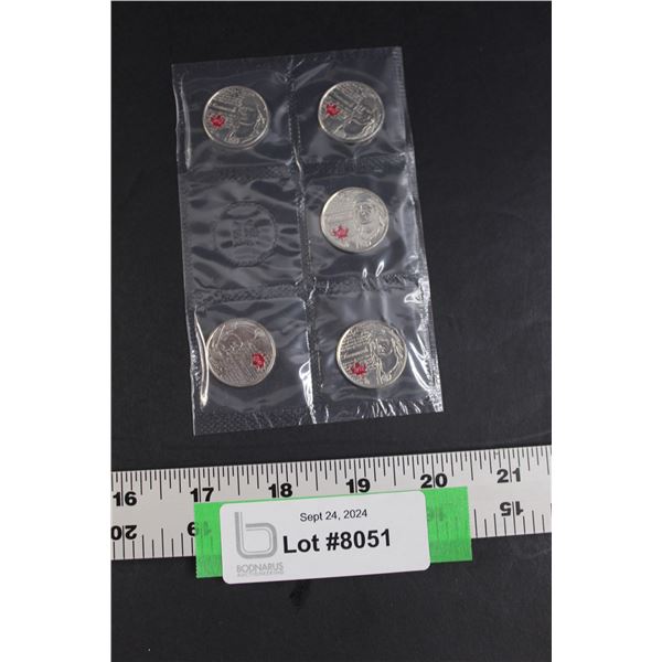 Canadian 25 Cent 2012 "Tecumseh" RCM Circulation Set - Color