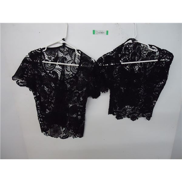 (2) Women's Short Sleeve Lace Tops-the smaller one is size large