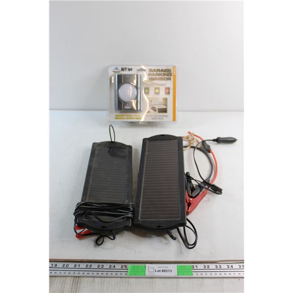 (2) Solar Panels and Peak Garage Parking Sensor - Untested