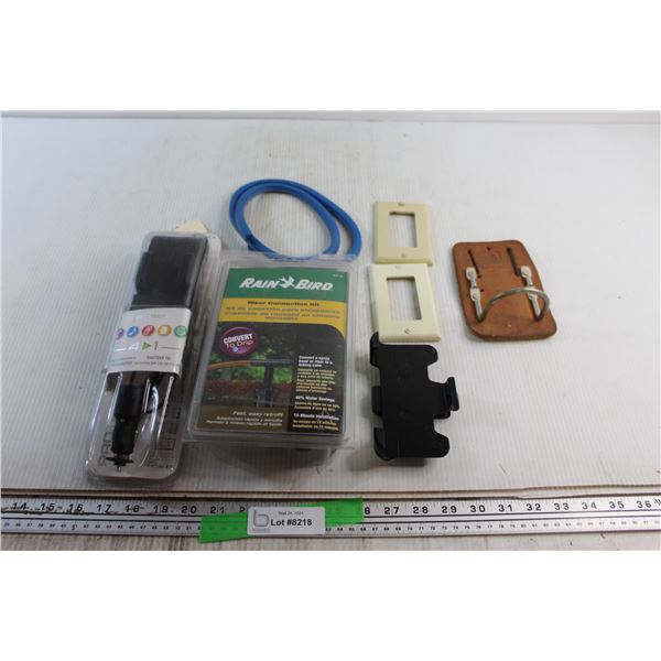 Protect Rotation Gooseneck FM Transmitter, Rain Bird Riser Connection Kit and Assorted Items