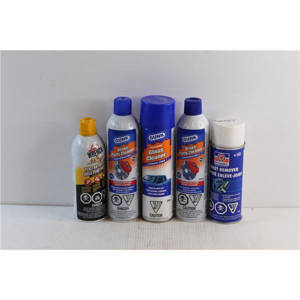 (3) Gunk Glass & Brake Parts Cleansers, Liquid Wrench Penetrating Oil and Permatex Gasket Remover