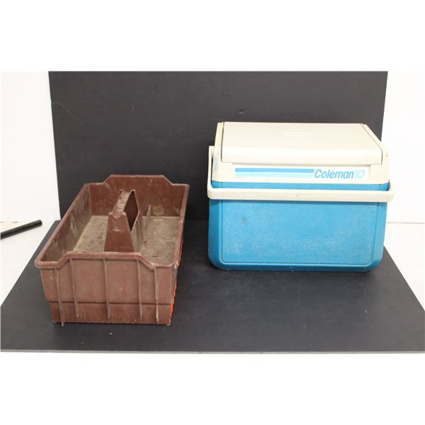 Tool Caddy and Coleman Ice Cooler