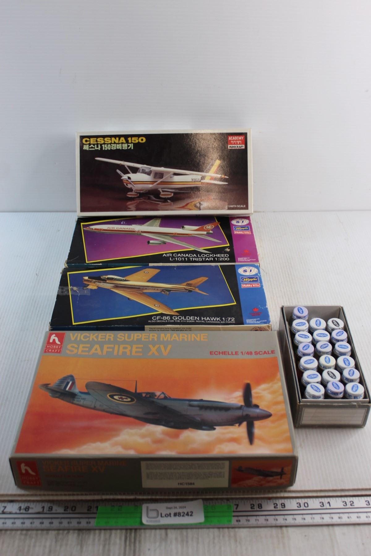 Model Kit Unassembled (4) Unassembled Plane Model Kits and Model Paints - Bodnarus Auctioneering