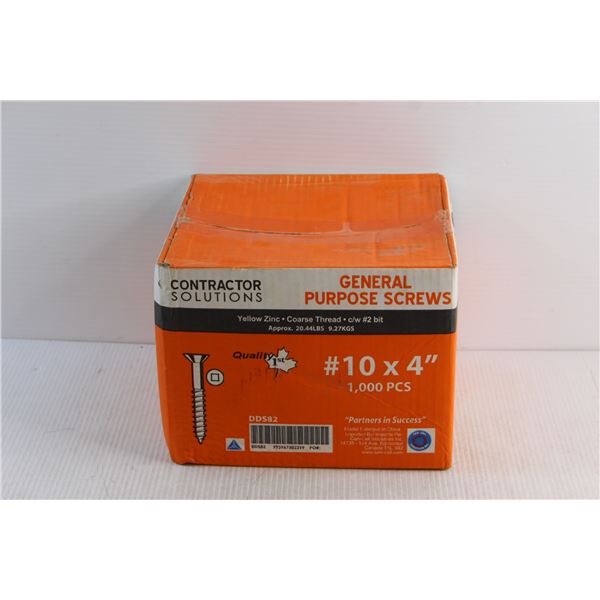 General Purpose Screws - Size #10 x 4'', 1000pcs
