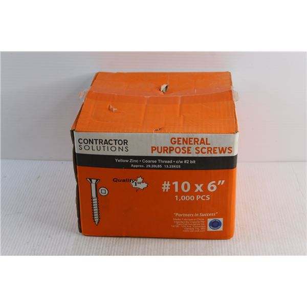 General Purpose Screws - Size #10 x 6'', 1000pcs