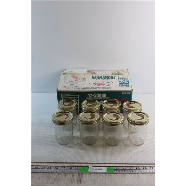 (8) Bernardin 500ml Wide Mouth Mason Jars & Snap Lids