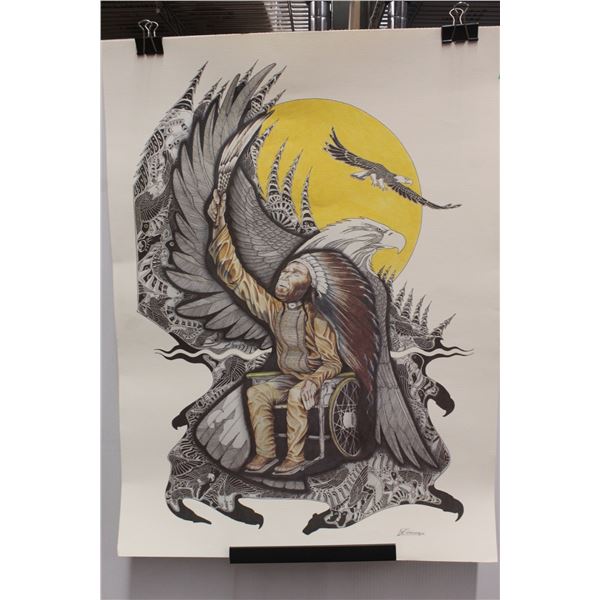 Indigenous Colour Print by Kurt Takakenew - 1992 19''W x 25 1/2''H