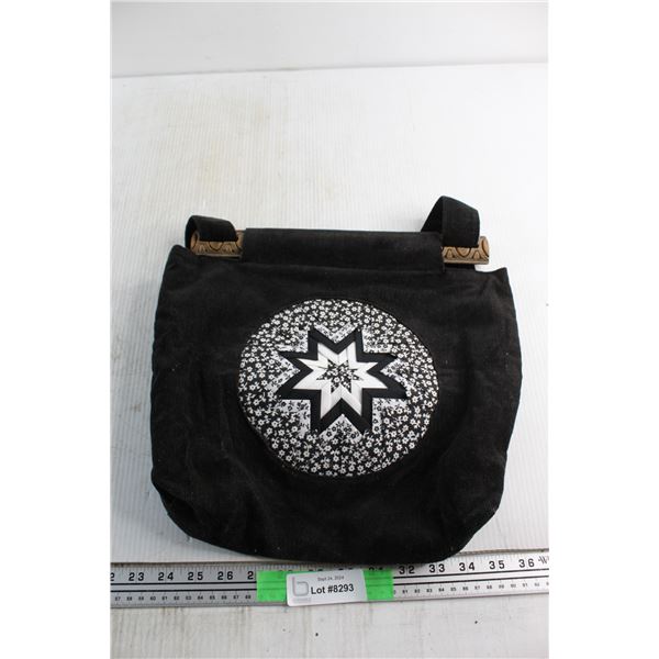 Hand Made Corduroy Hand Bag Black w/ Layered Pattern