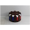 Image 2 : Vintage Plastic Poker Chips in Revolving Carousel - Approx 250 Chips (White, Red and Blue)