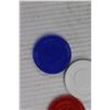 Image 5 : Vintage Plastic Poker Chips in Revolving Carousel - Approx 250 Chips (White, Red and Blue)