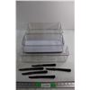 Image 1 : (3) Clear Plastic Fridge Organisers and Vintage Butter Knives