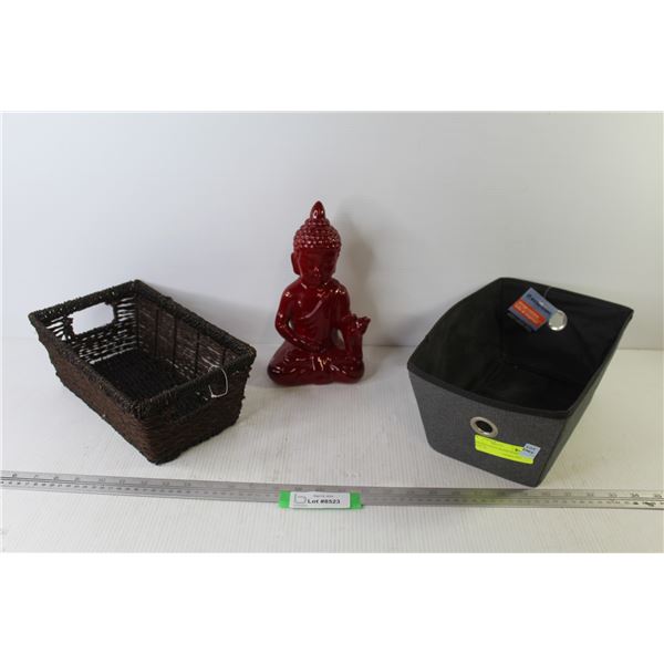 (2) Small Baskets - Ceramic Buddha