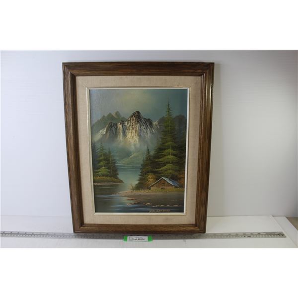 Framed Oil Painting on Canvas By Nia. Santhord (17 3/4" x 21 3/4")