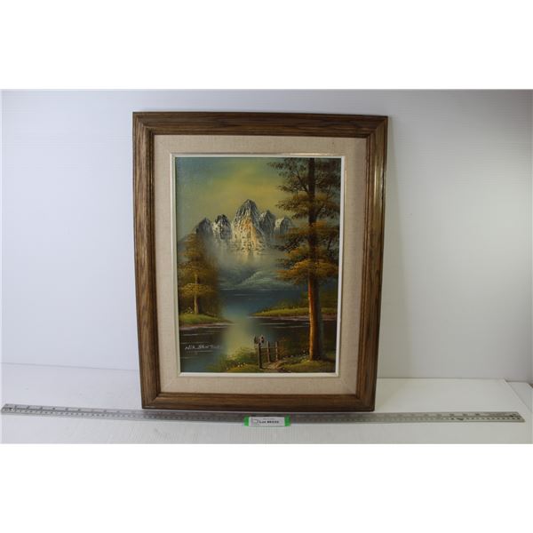 Framed Oil Painting on Canvas By Nia. Santhord (17 3/4" x 21 3/4")