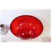 Image 6 : Corningware Dishes - Red Plastic Bowls - Sifter - Sm Ceramic Cow Creamer - Jo!e Mixer