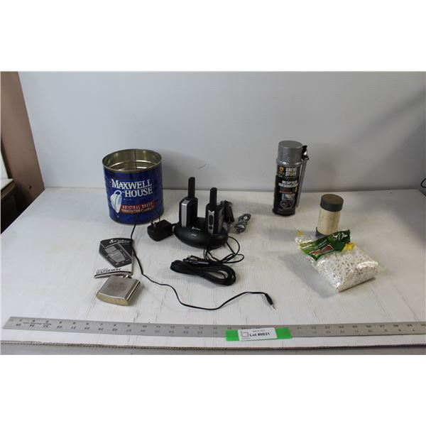 Tile Spacers, Big Gap Filler, (2) Cobra Walkie Talkies and charger, Alberta Pure Vodka Flask