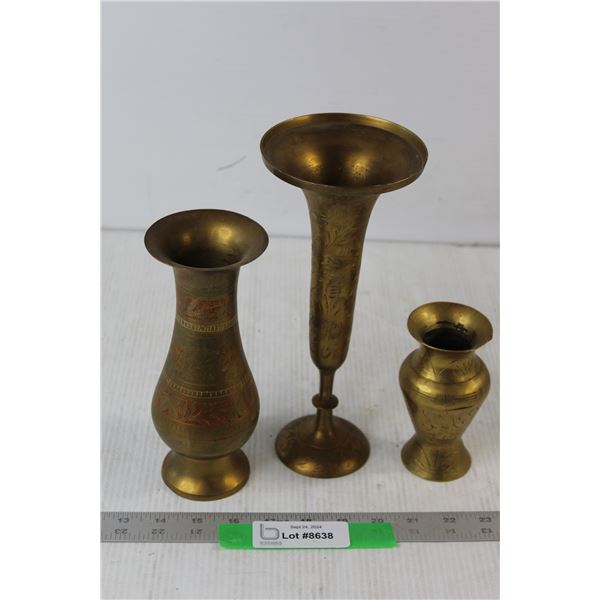 (3) Brass Vases