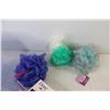 Image 4 : (3) Luffas, Dental Brush, (2) Shaving Razors, (9) Dove Soap Bars, Plastic Tub