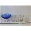 Image 1 : (4) Glass Cups, Glass Raised Candy Dish