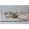 Image 1 : Tim Hortons Mug, (3) Pyrex Cups, Glass Divided Dish, Tray/Platter, Teapot, Sugar Dish