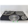 Image 1 : Glass Divided Dish, (2) Glass Circular Trays/Plates, Divided Serving Tray