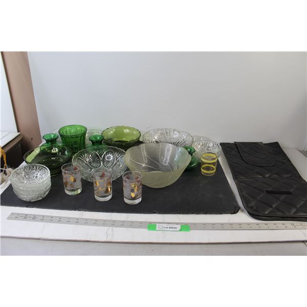 Assorted Glass Bowls/Vases/Cups, Winterfront Grille Cover,