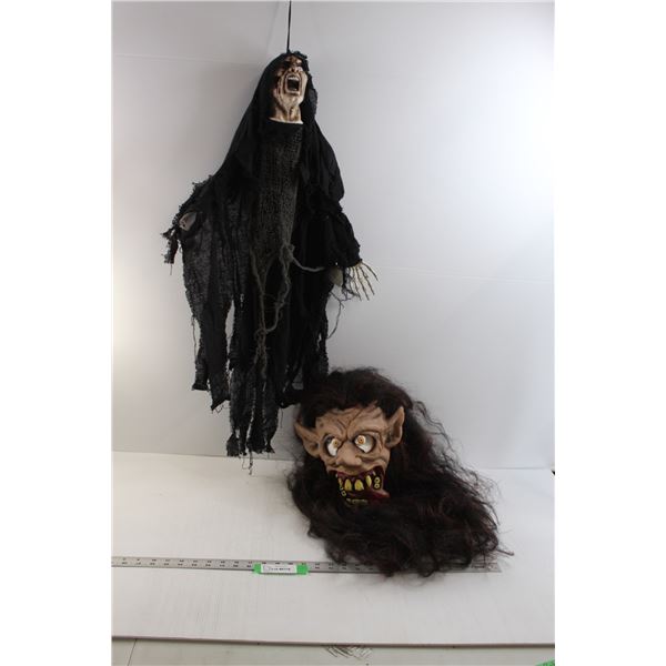 Halloween Decor. (Missing Hand) & Troll Mask