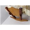 Image 5 : Vintage Teak Doll Cradle - Missing Three Retaining Dowels w/ Bedding