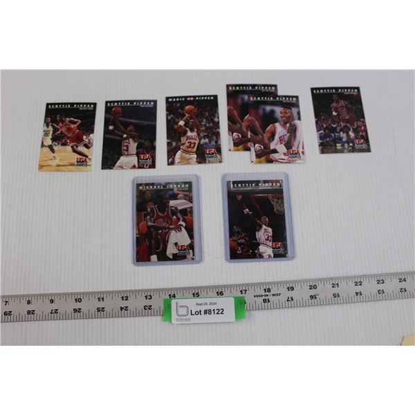 (8) RAW 1992 Sky Box NBA Basketball Trading Cards - Scotty pippen & Micheal Jordan