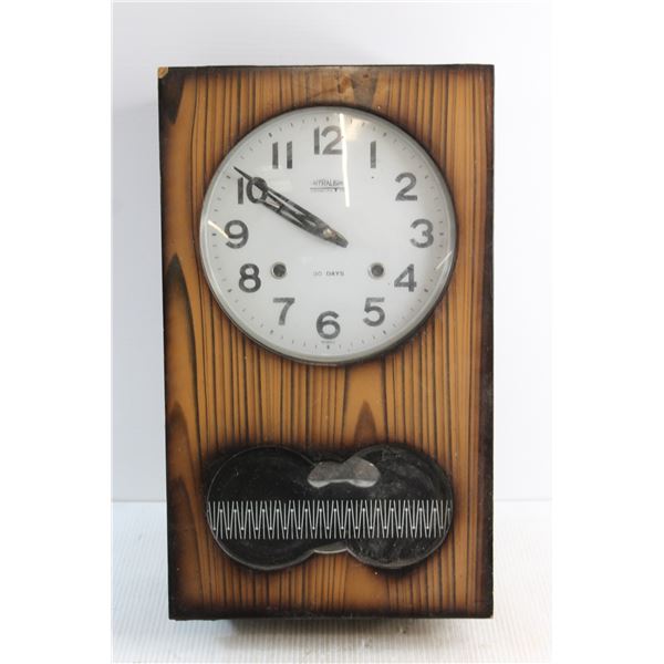 Vintage Strauss Canadian Time Wooden Grandmother Wall Clock - Untested