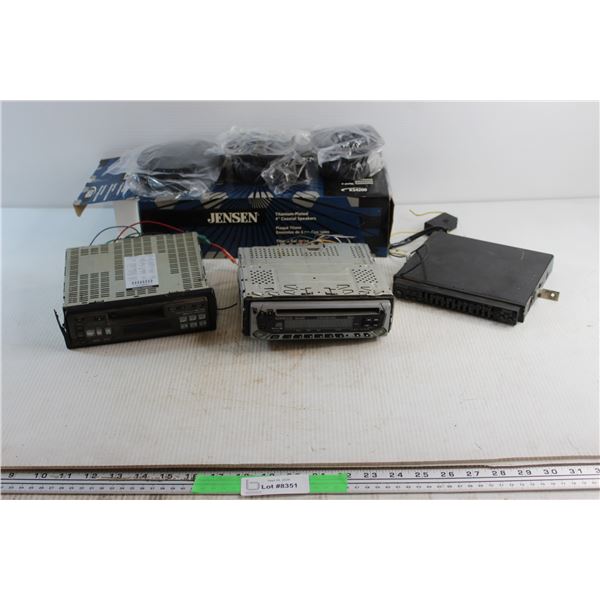 Jensen Titanium Plated 4'' Coaxial Speakers and (3) Kenwood & Alpine Car Stereos - Untested