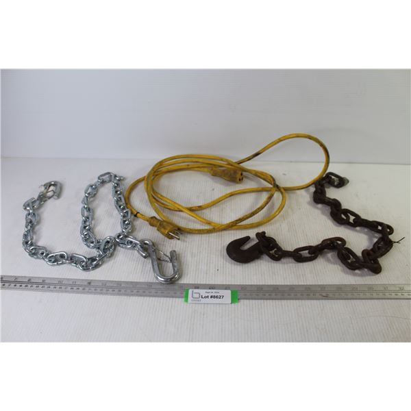 Extension Cord - 33" Chain w/Hook - 48" Trailer Safety Chain