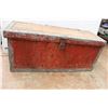 Image 2 : * Red Wooden Chest - Some Wear Hinges Broken 33 1/2" x 12" x 15" High