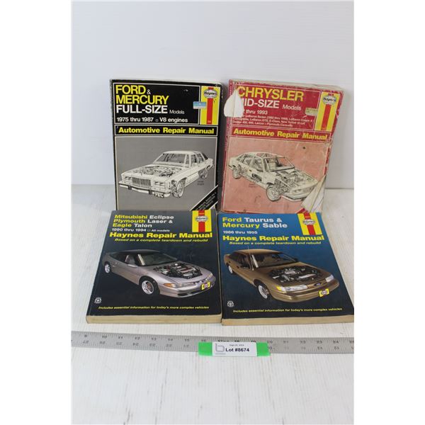 (4) Haynes Automotive Repair Manuals - Ford / Mercury, Chrysler, Mitsubishi / Plymouth / Eagle