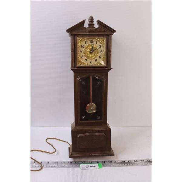 Lux Electric Wall mount Grandmother Clock - 20" x 7" - Some Wear, as is
