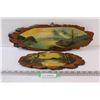 Image 1 : (2) Log Cut Wall Art Paintings - 17" & 12"