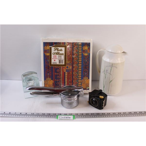 Potato Ricer Press, Photo Album, Coffee Carafe, Kodak Camera, Tealight Holder