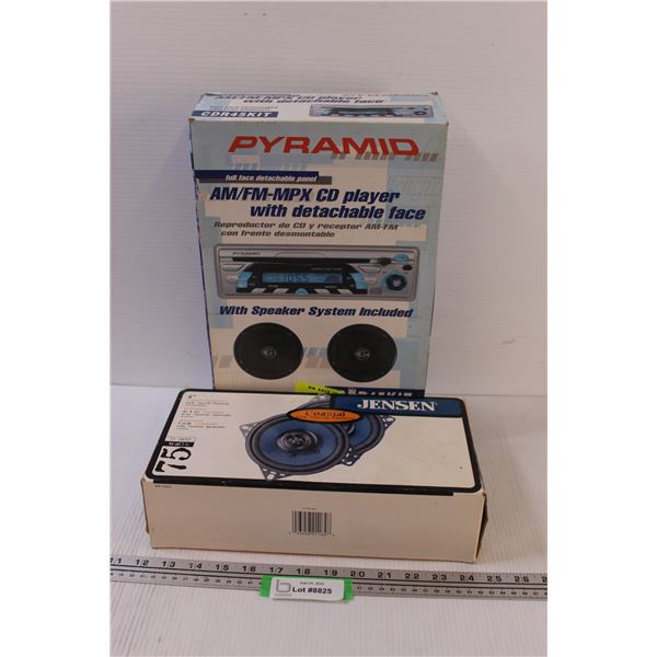 Pyramid Radio & CD Player  (Detachable Face) & Speakers (Appears New) & Jensen 4" Speakers - As is