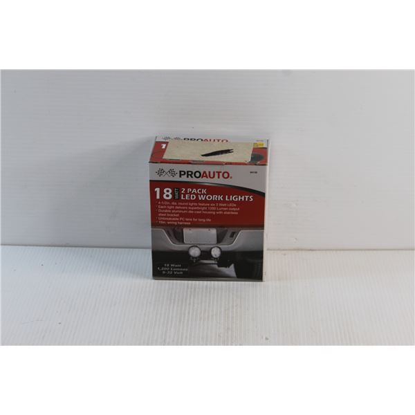 ProAuto 18 Watt 2 Pack Led Work Lights - Factory Sealed