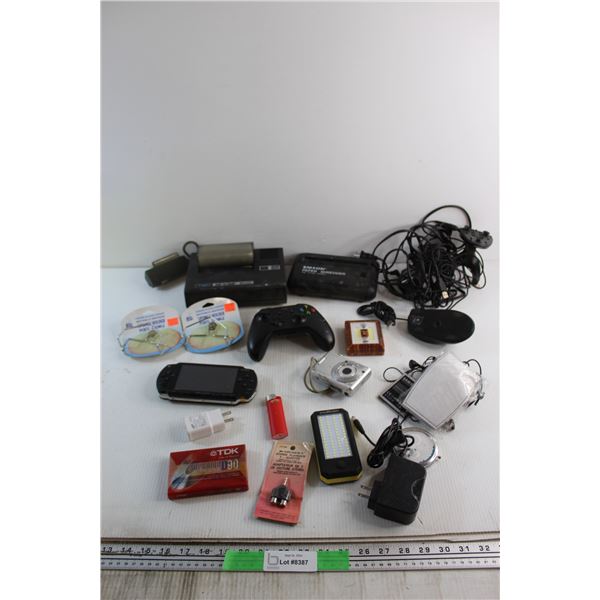 Sony PSP, Paper Shredder, Xbox 360 Controller, Sony Cybershot Camera and Assorted Items