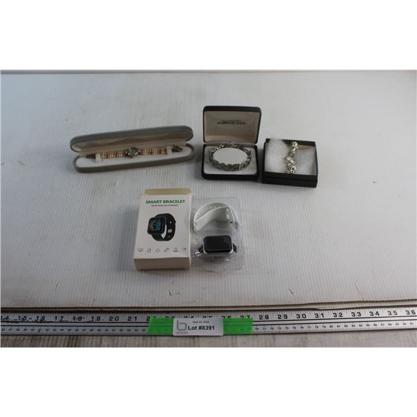 (2) Quartz Watches, Bracelet and Smart Bracelet Smart Watch - Untested