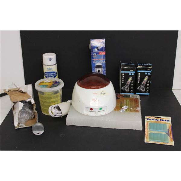 Gigi Wax Machine - Untested, Gel & Candle Making Waxes, 4 in 1 Battery Free Flashlight and Assorted 