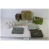 Image 1 : Rexall Glass Bottles - Vintage Tea Tins - (3) Cigarette Tins - McDonalds - Player's - Winchester