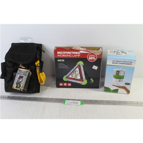 Kuny's Zip Top Work Pouch - Automatic Soap Dispenser - Multi Functional USB Work Lamp (untested)