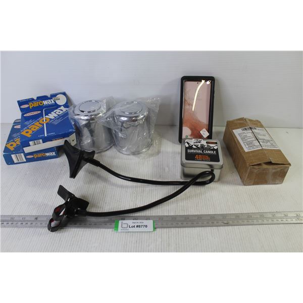 (2) Paro Wax Toilet Flange Seals - (2) Center Caps - Cell Phone Case - Clip-on Clip Holder - Surviva